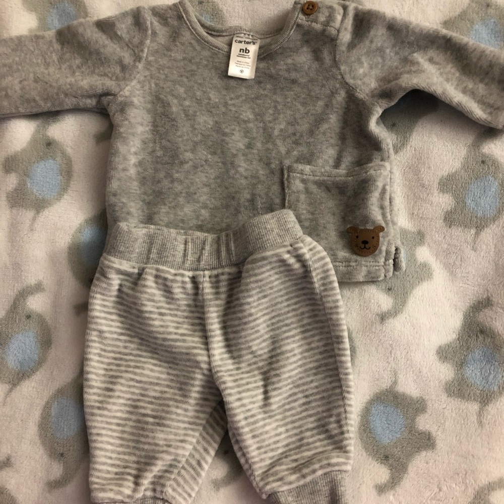 Grey stripped 2 piece set